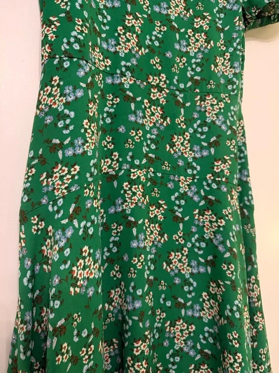 LOFT Green Floral Sleeve Knee Length Summer Dress Size 0 Petite - Picture 3 of 3